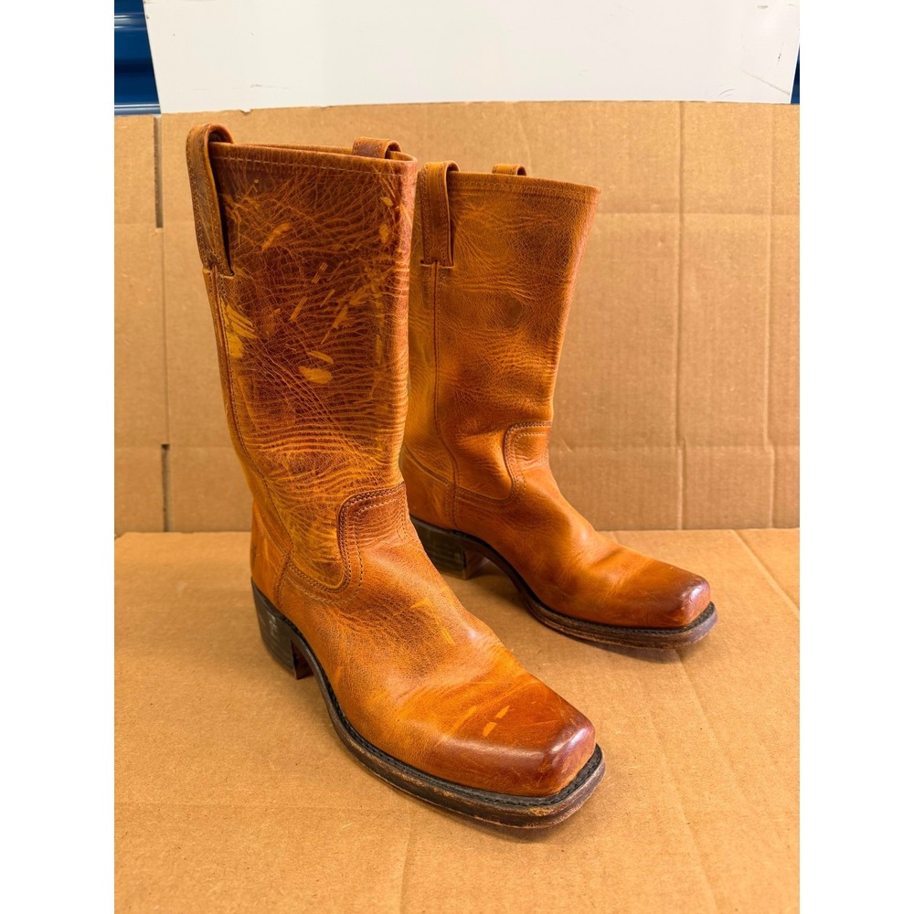 Frye Cavalry 12R Leather Square Toe Pull On Mid-Calf Boot Tan Women's Size 9 US
